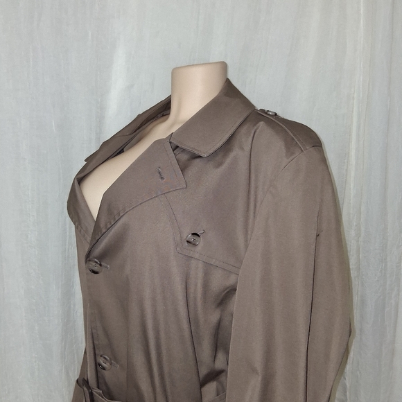 Botany 500 Brown Herringbone Trench Coat Women Size 42 Made In Usa - Picture 9 of 16